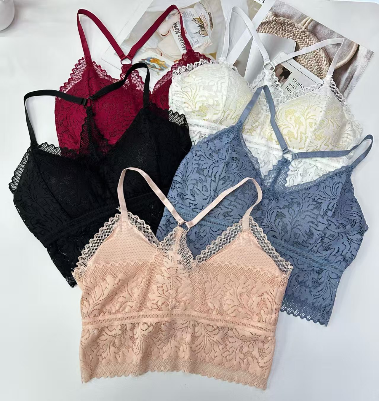 204-L# Export Halter Vest, sexy gathering lace, no steel ring, short strapless and backless base layer lingerie, halter vest, erotic lingerie halter QNI full figure