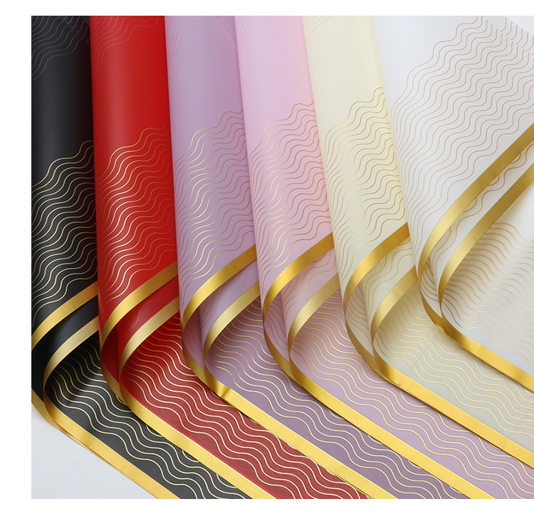 Xihua Nong Wave Line Fresh Flower wrapping Paper, Golden Wave Line waterproof Korean Plain paper, flower shop floral art wrapping materials wholesale pic 8