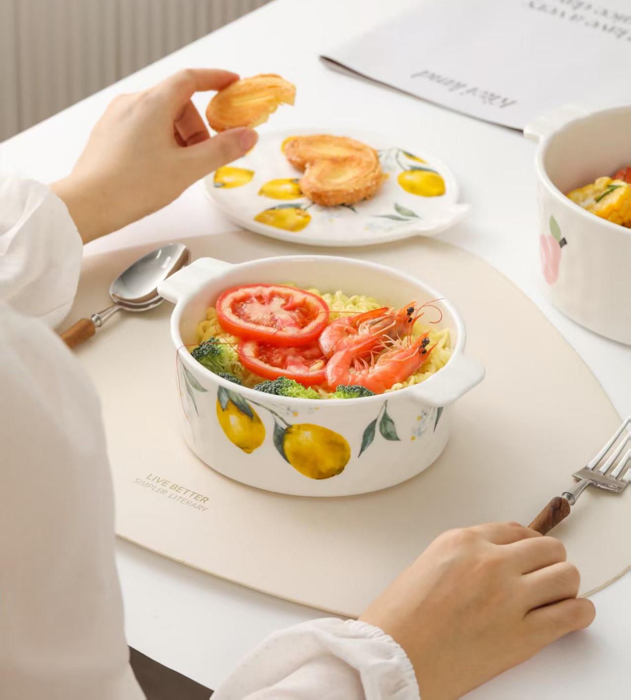 盘子/餐具/餐具盘子/4宫格木托盘/陶瓷对花饭盘8寸C级细节图