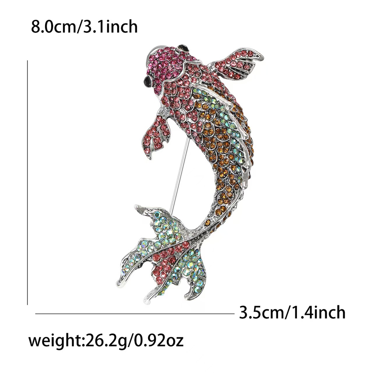 Fresh and trendy alloy heavy industry rhinestone carp brooch, grand and luxurious men's and women's suit overcoats corsage accessory brooch Application Scenario