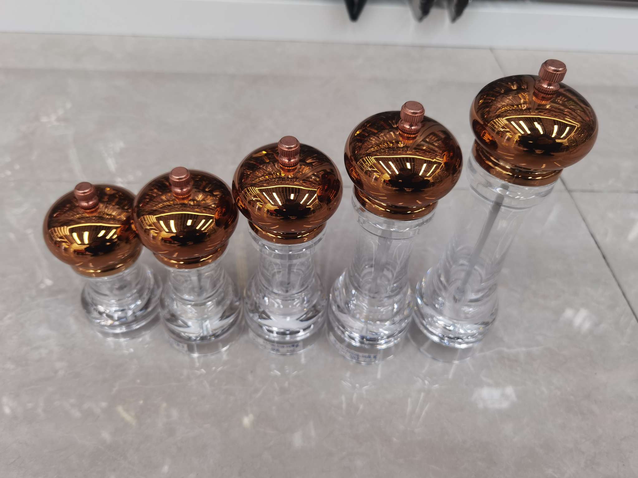 亚克力研磨器透明胡椒磨手动多用调味瓶花椒孜然胡椒香料研磨器玫瑰金款