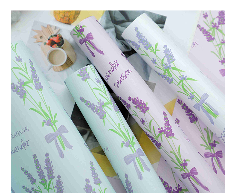 Xihua Nong Yuyin Paper Series Lavender Bow Print Paper Waterproof opp bouquet Gift Paper Wholesale Flower Shop Floral art materials pic 9