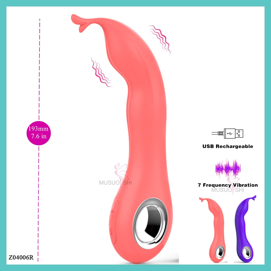 Z04006R Powerful Adult Sex Toys Vibrating Masturbator Wand Massager with G-Spot Vaginal Vibrators for Women USB Rechargeable Vibrator with 7 Frequencies - 7.6 in full figure