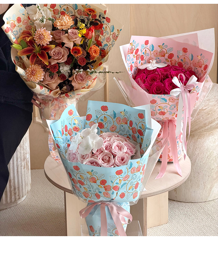 Xihua Nong Yuyin Paper Series vine flower wrapping paper, plastic waterproof opp bouquet paper, flower shop floral art materials pic 3