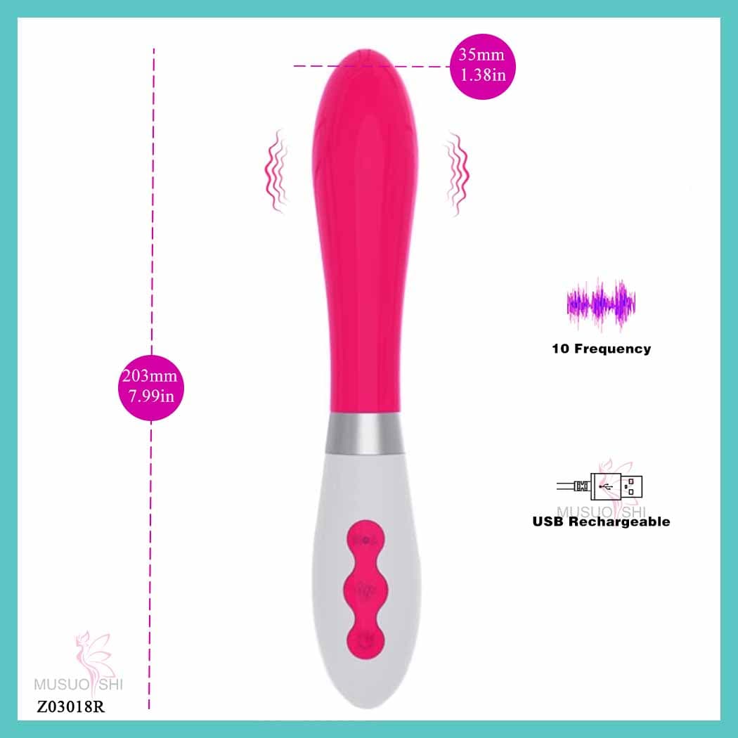 Z03018R Silicone+ABS G-Spot Dildo Vibrator USB-Powered Valentine's Day Gift Classic Style Clitoral Stimulation Adult sex toys  Pink Rechargeable Vibrator with 10 Frequencies full figure