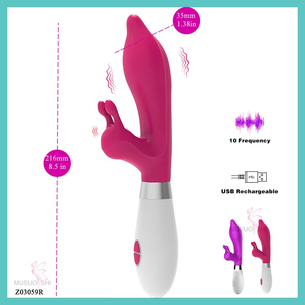 Z03059R Waterproof Rechargeable Silicone  Vibrator Dildo Massager Vagina Sex Toy Adult Product Vibrator for Women USB Rechargeable Vibrator with 10 Frequencies - Pink full figure