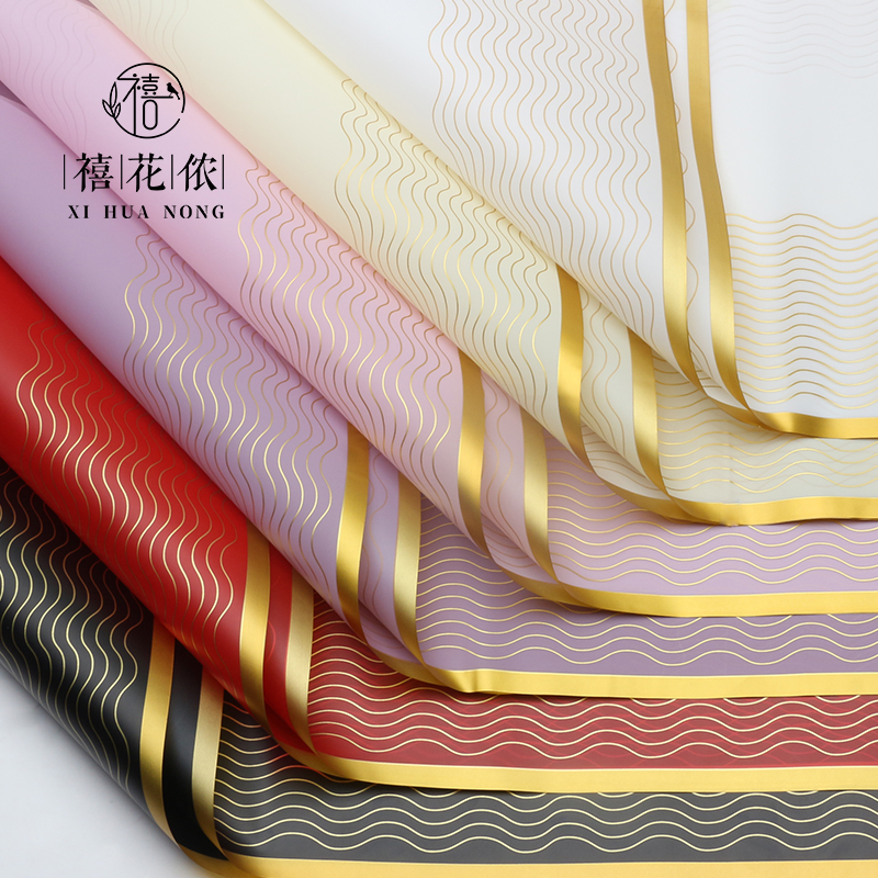 Xihua Nong Wave Line Fresh Flower wrapping Paper, Golden Wave Line waterproof Korean Plain paper, flower shop floral art wrapping materials wholesale Application Scenario