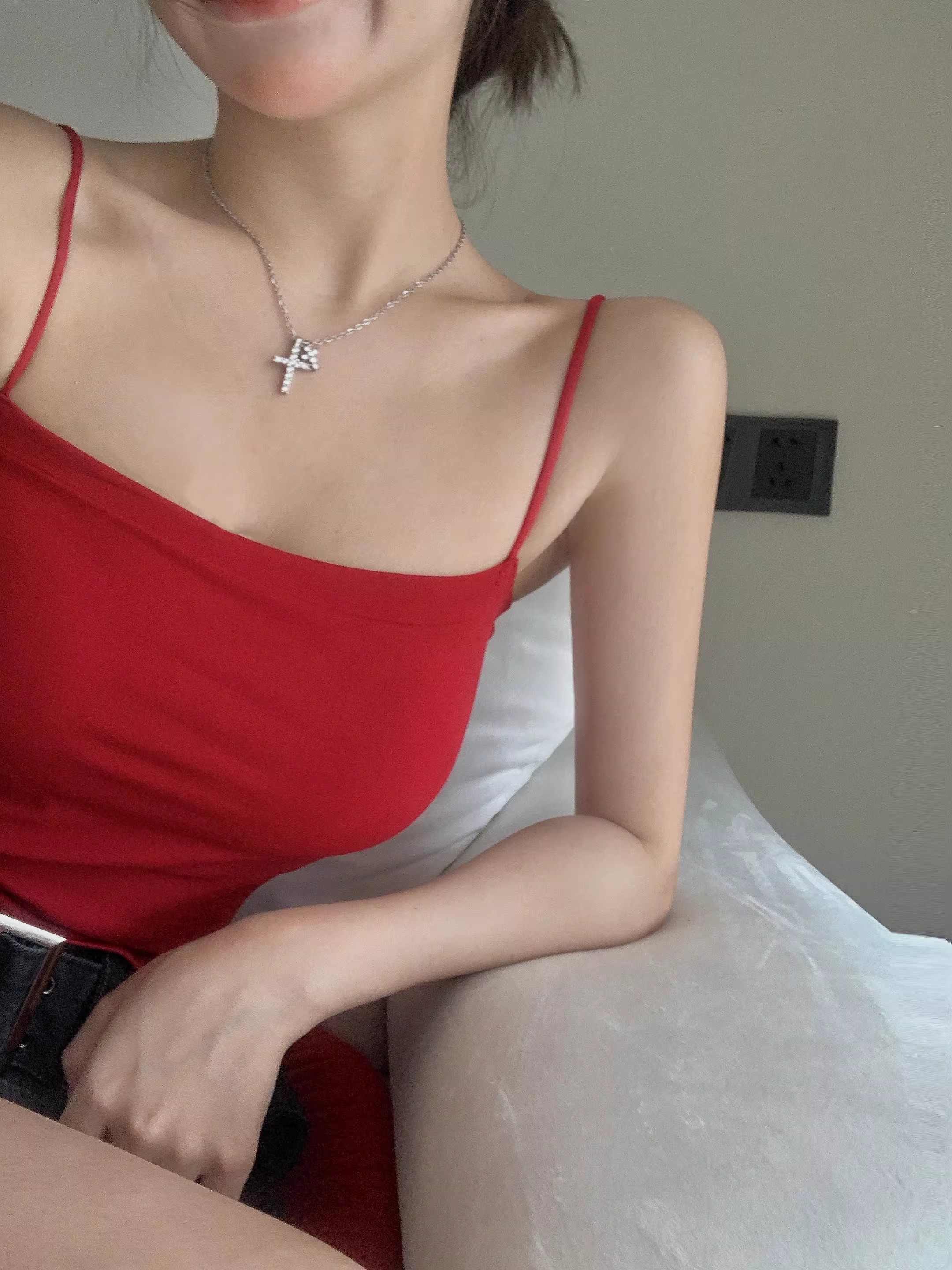 A summer hot girl with a beautiful back, halter top, off-the-shoulder bra and sleeveless strapless short top inside pic 19