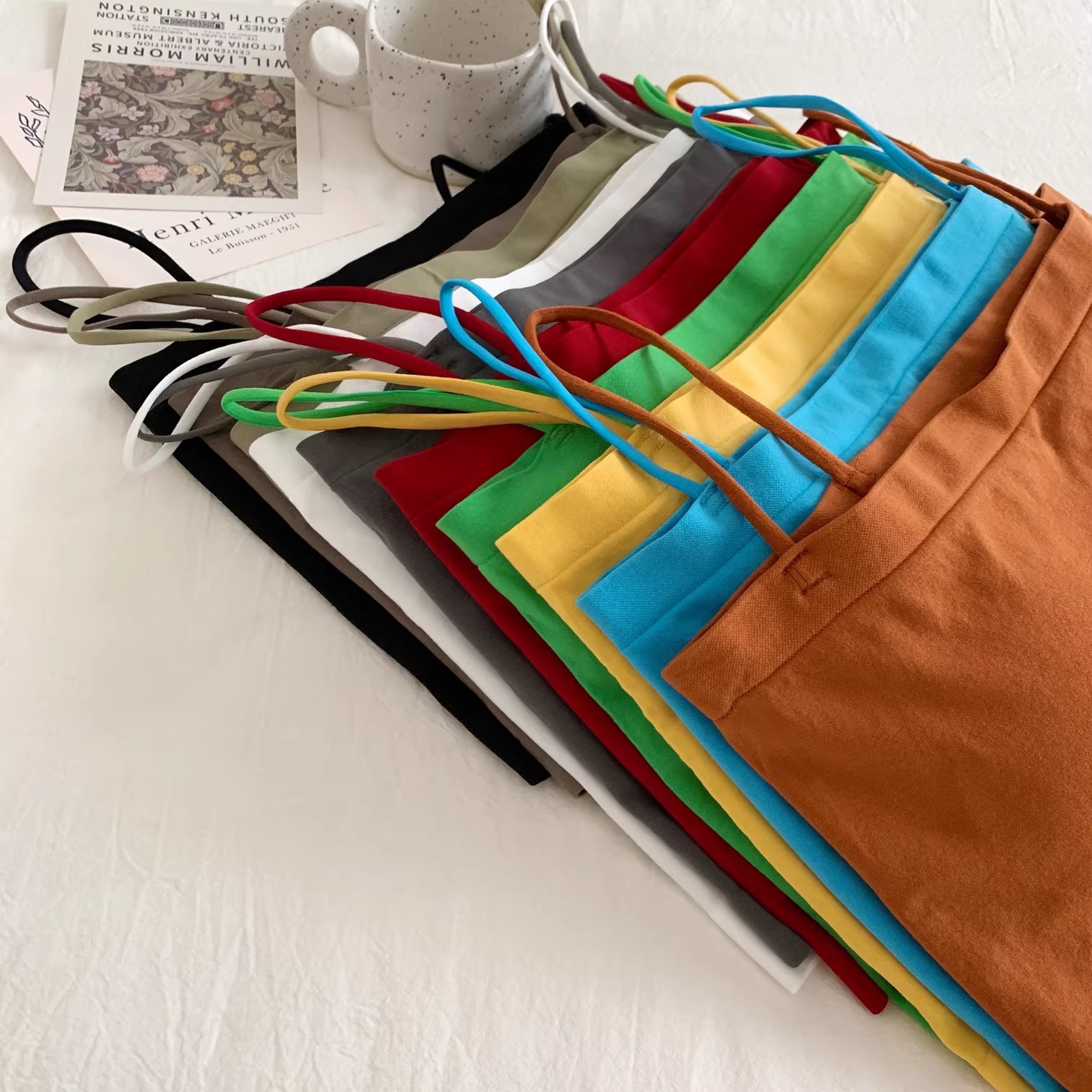 Colorful halter vest for women, summer, thin and versatile, slimming vest, base layer, loose vest top, student style pic 9