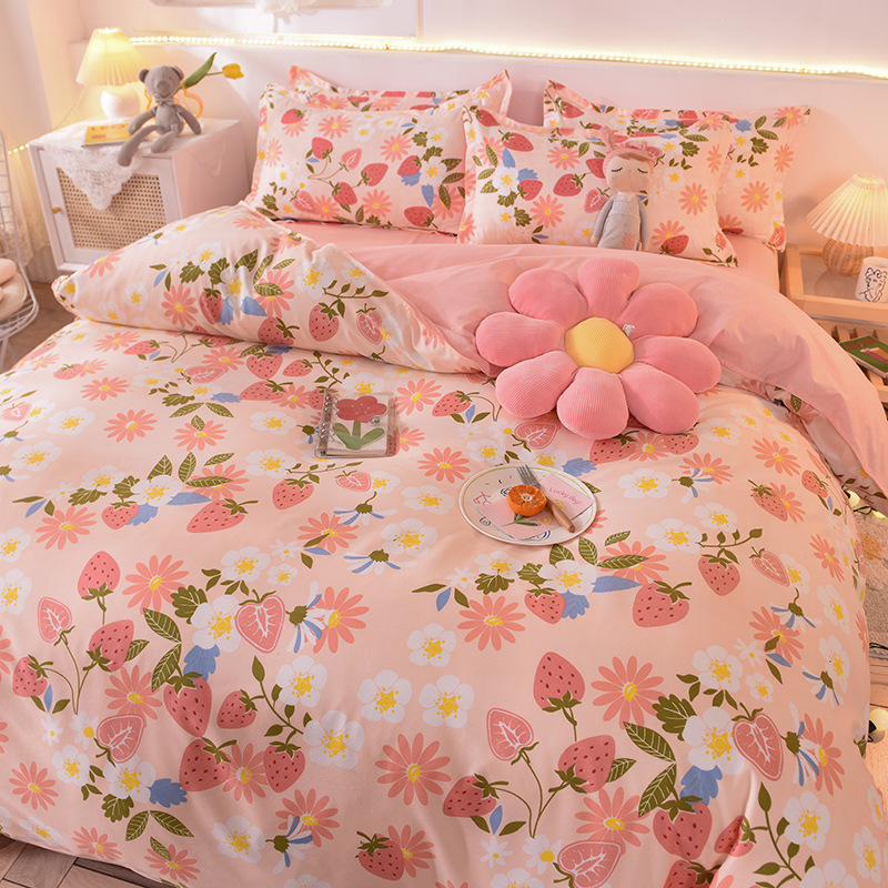 Wholesale four-piece sets of bedding, duvet covers, bed sheets, aloe vera cotton, running around, brushed four-piece sets, gifts, company benefits