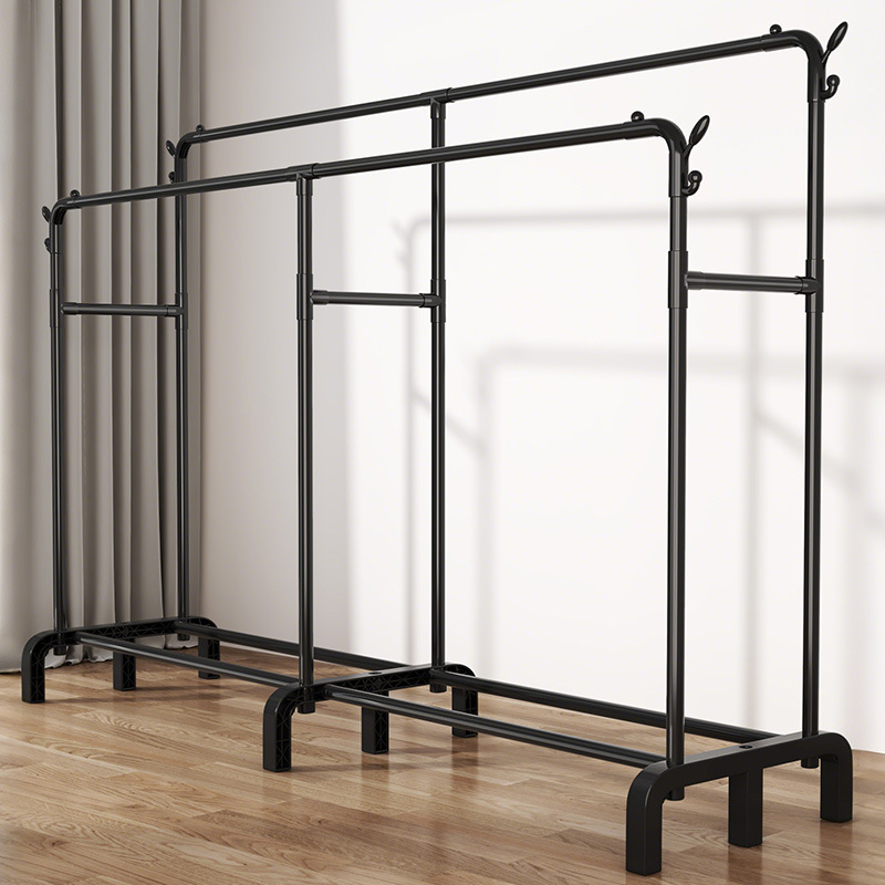 Floor-standing clothes drying rack, bedroom household clothes floor-standing rack, telescopic and adjustable thickened coat rack