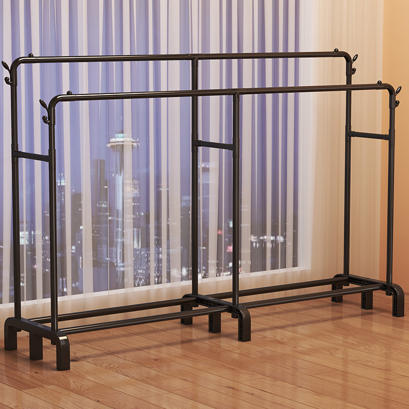 Floor-standing clothes drying rack, bedroom household clothes floor-standing rack, telescopic and adjustable thickened coat rack Application Scenario