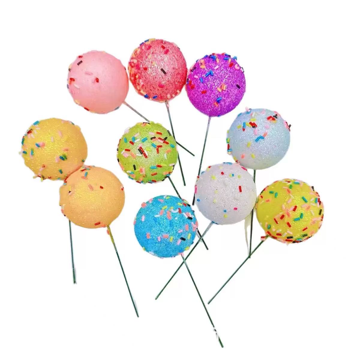 跨境糖果蛋糕球插件烘焙装饰品棒棒糖爱心插件圣诞插枝圣诞节摆件