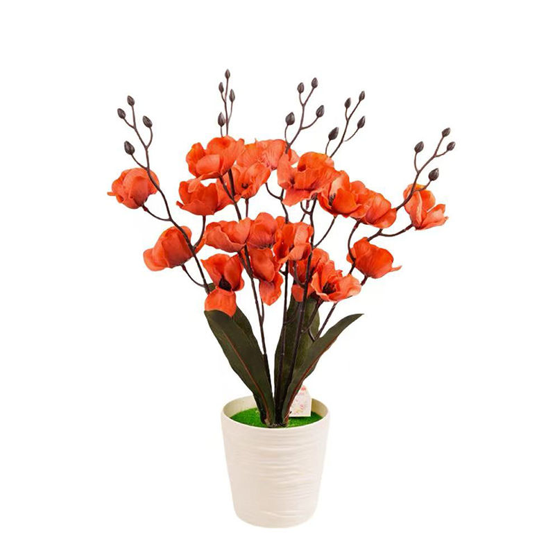 Plum blossom artificial flower potted plant decoration, artificial flower with flowerpot, wedding dress, hotel decoration, living room, bedroom, dining table small decoration Item Picture