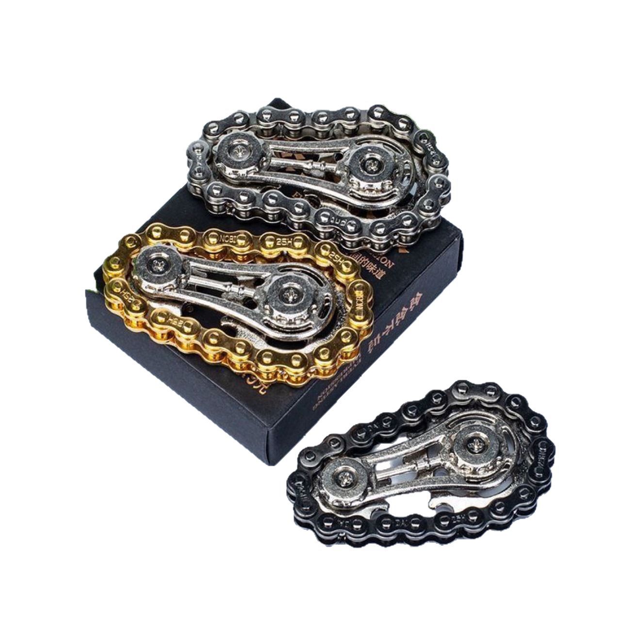 Cross-border finger chain fidget spinner stress-relieving magic tool, metal mechanical Internet celebrity stress-relieving gear fingertip stress-relieving toy Item Picture