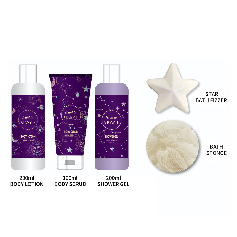 Dreamy Dreamy Orchid Purple Starry Sky Theme Gift Box set Body Lotion Body Scrub Body Wash Star Explosion Combination Set Gift Good Product Manufacturer Wholesale Price Body Care bath set details Picture