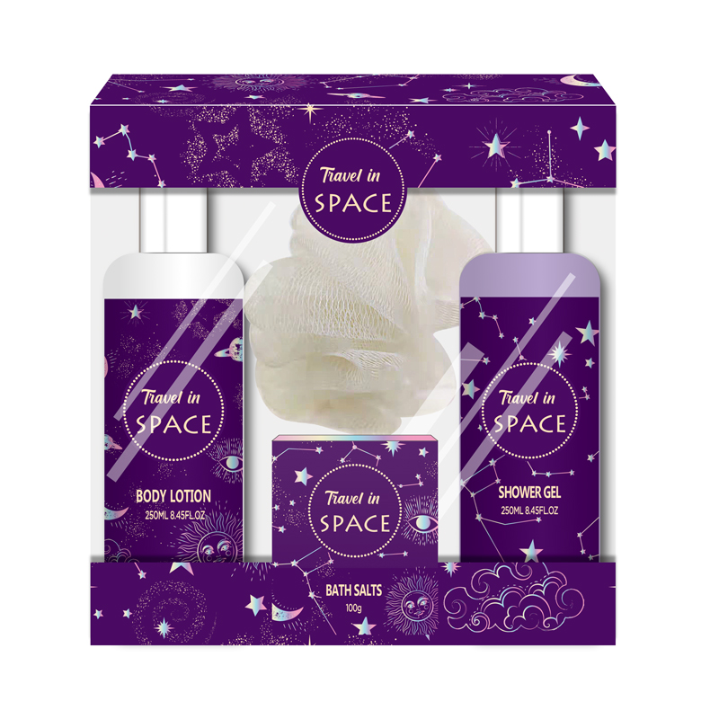 Dreamy Dreamy Orchid Purple Starry Sky Theme Gift Box set Body Lotion Body Scrub Body Wash Star Explosion Combination Set Gift Good Product Manufacturer Wholesale Price Body Care bath set Application Scenario
