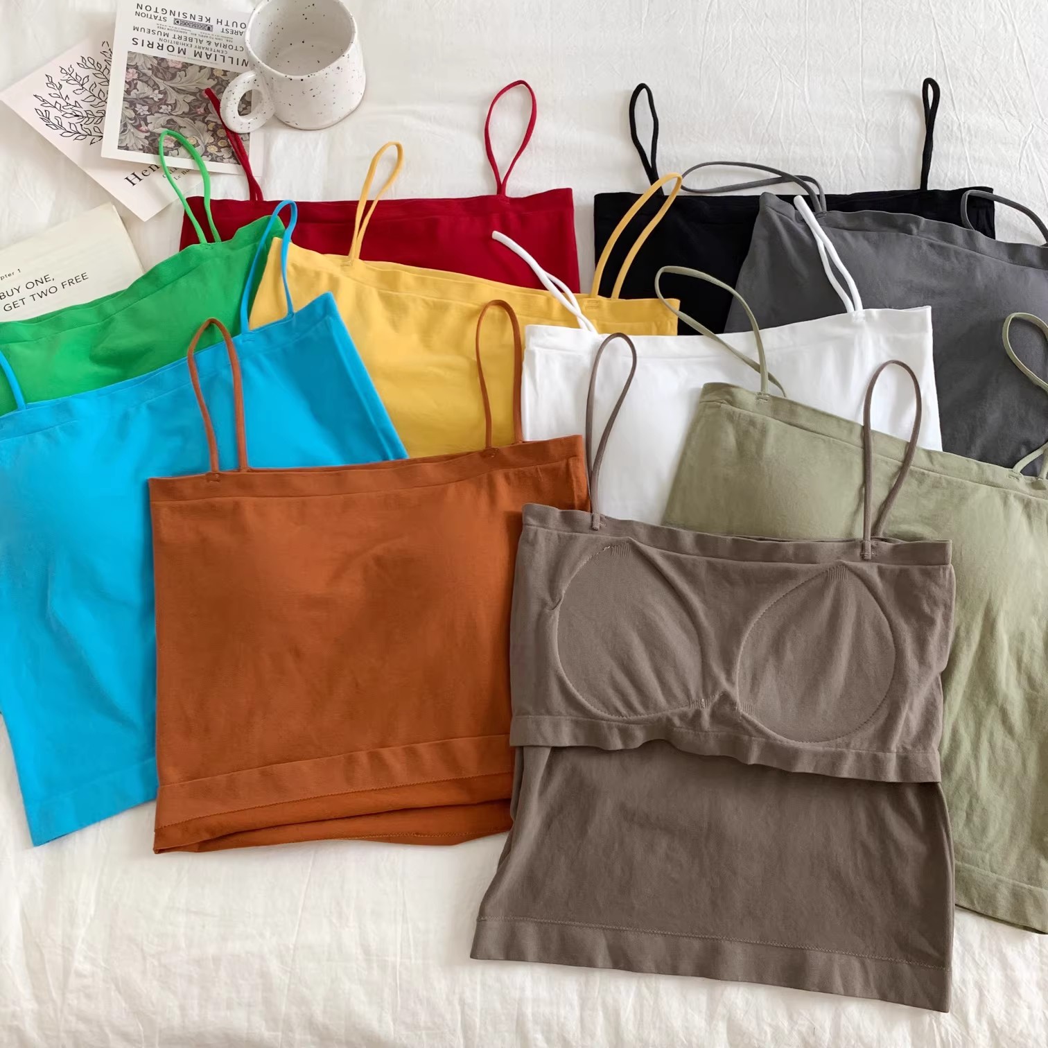 Colorful halter vest for women, summer, thin and versatile, slimming vest, base layer, loose vest top, student style pic 6