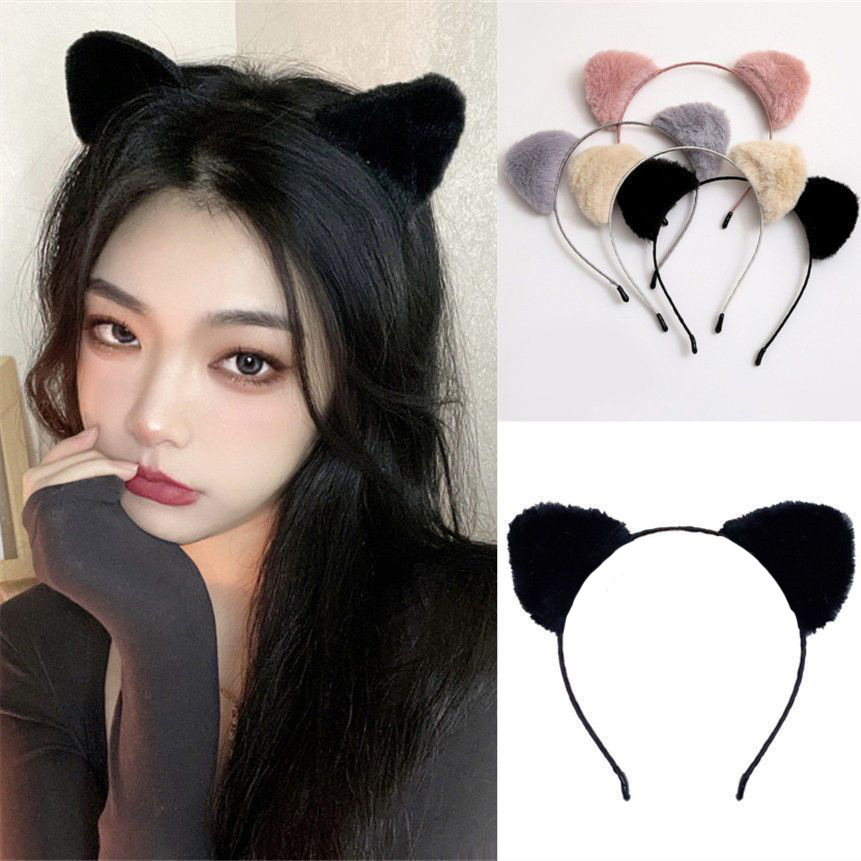 Hairband for women washing their faces in autumn and winter, cute cat ears, fluffy hair clip, Internet celebrity, new hair accessory in 2025, headband