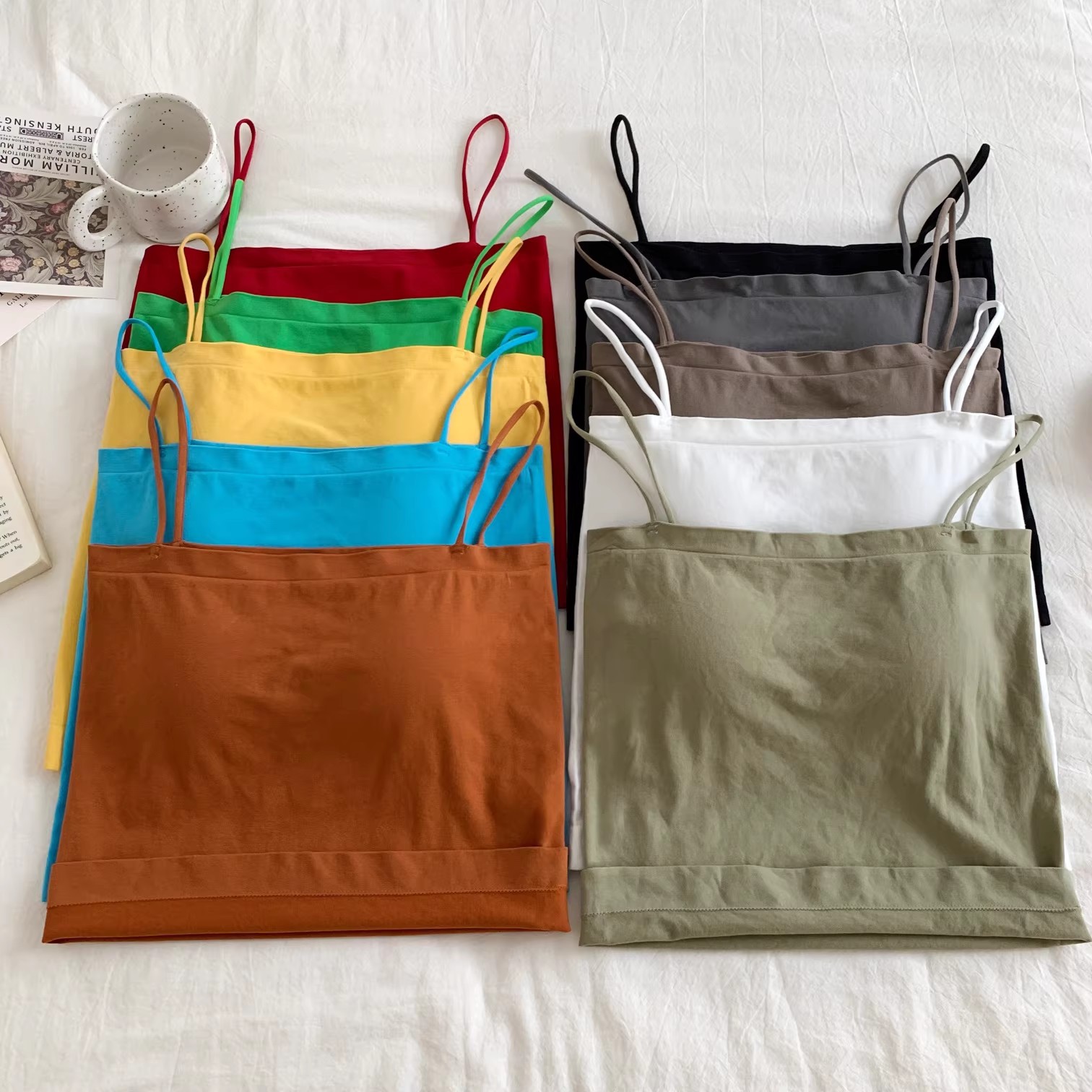 Colorful halter vest for women, summer, thin and versatile, slimming vest, base layer, loose vest top, student style pic 4