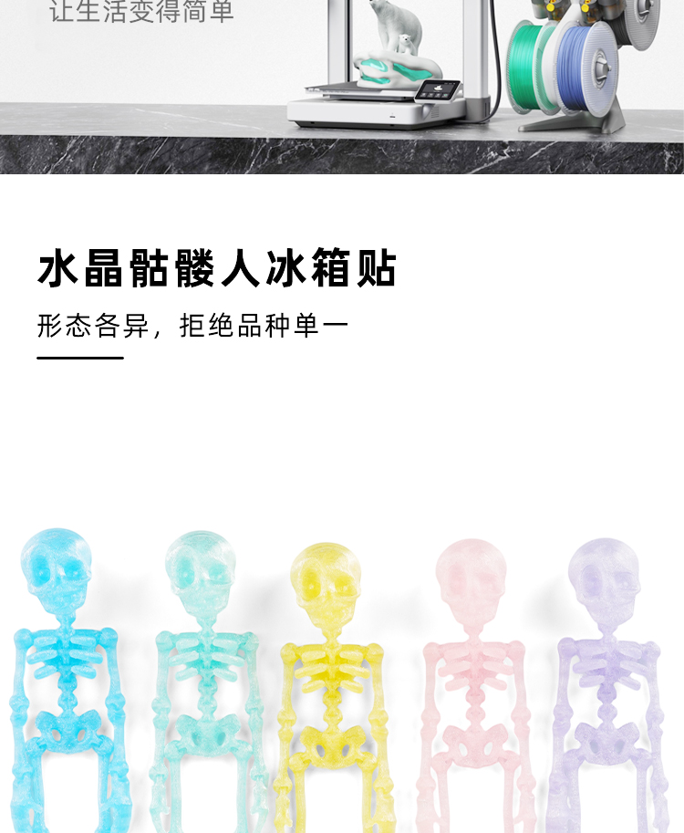 3d打印Poseable Skeleton Fridge Magnet磁吸骷髅骨架冰箱贴详情3