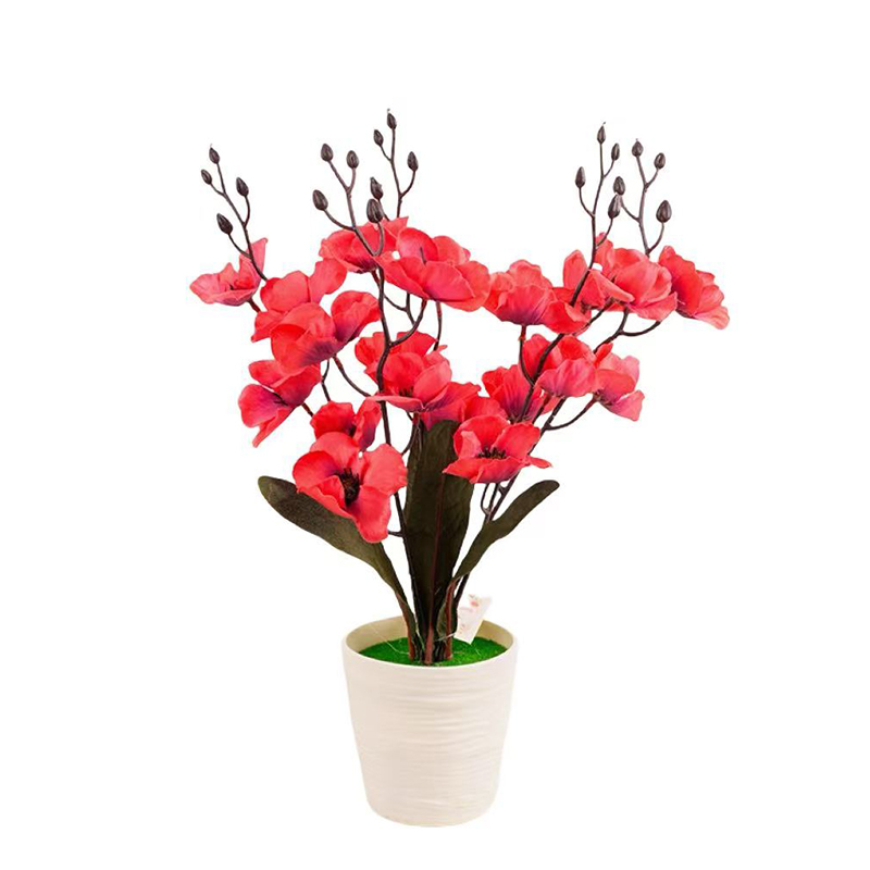 Plum blossom artificial flower potted plant decoration, artificial flower with flowerpot, wedding dress, hotel decoration, living room, bedroom, dining table small decoration details Picture