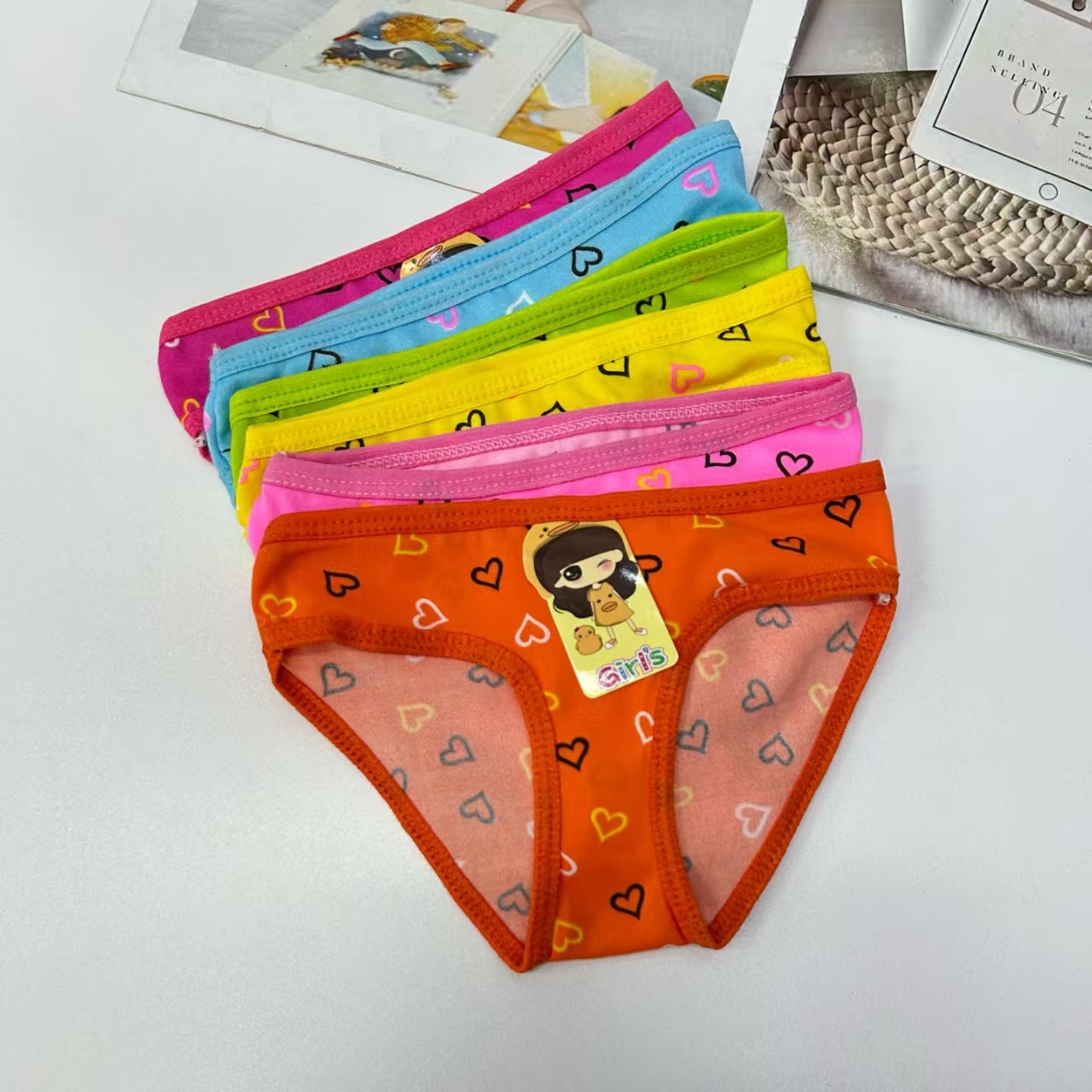 DD-8682# Export Middle East and Africa Children's Underwear with hollowed-out heart color printed Children's clothing, comfortable and breathable underwear for women, QNI Specification drawing