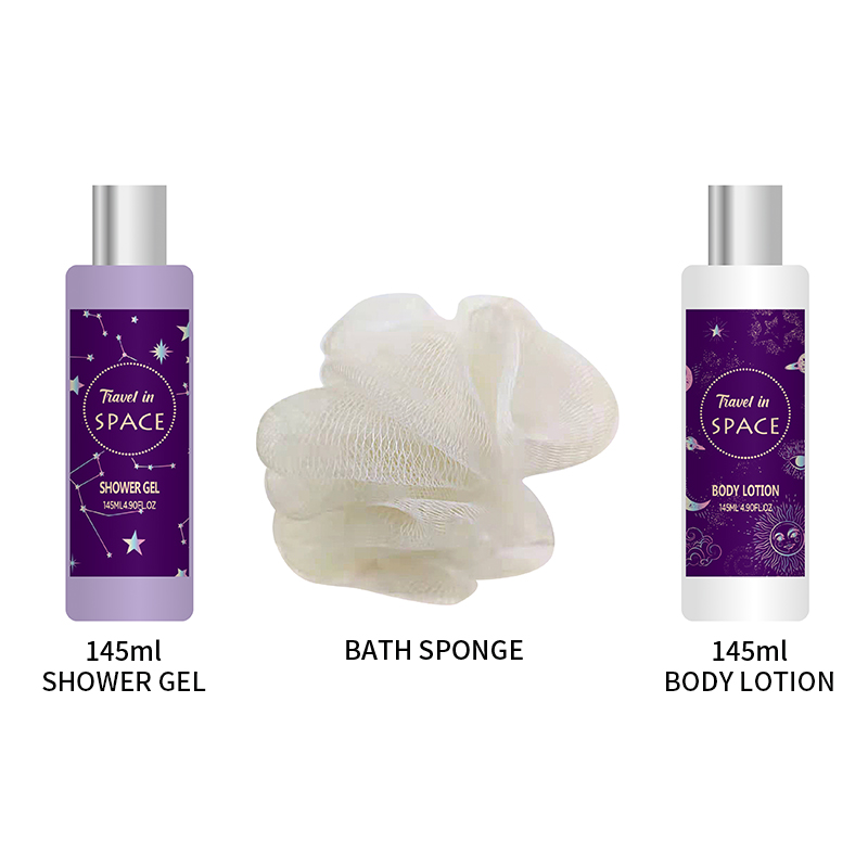 Purple Starry Sky Theme Bath Gift Box Set 200ml Body Wash Body Lotion Bath Ball Combination Set Romantic Gradient Purple hand-held Gift Box Gift Body Wash Set details Picture