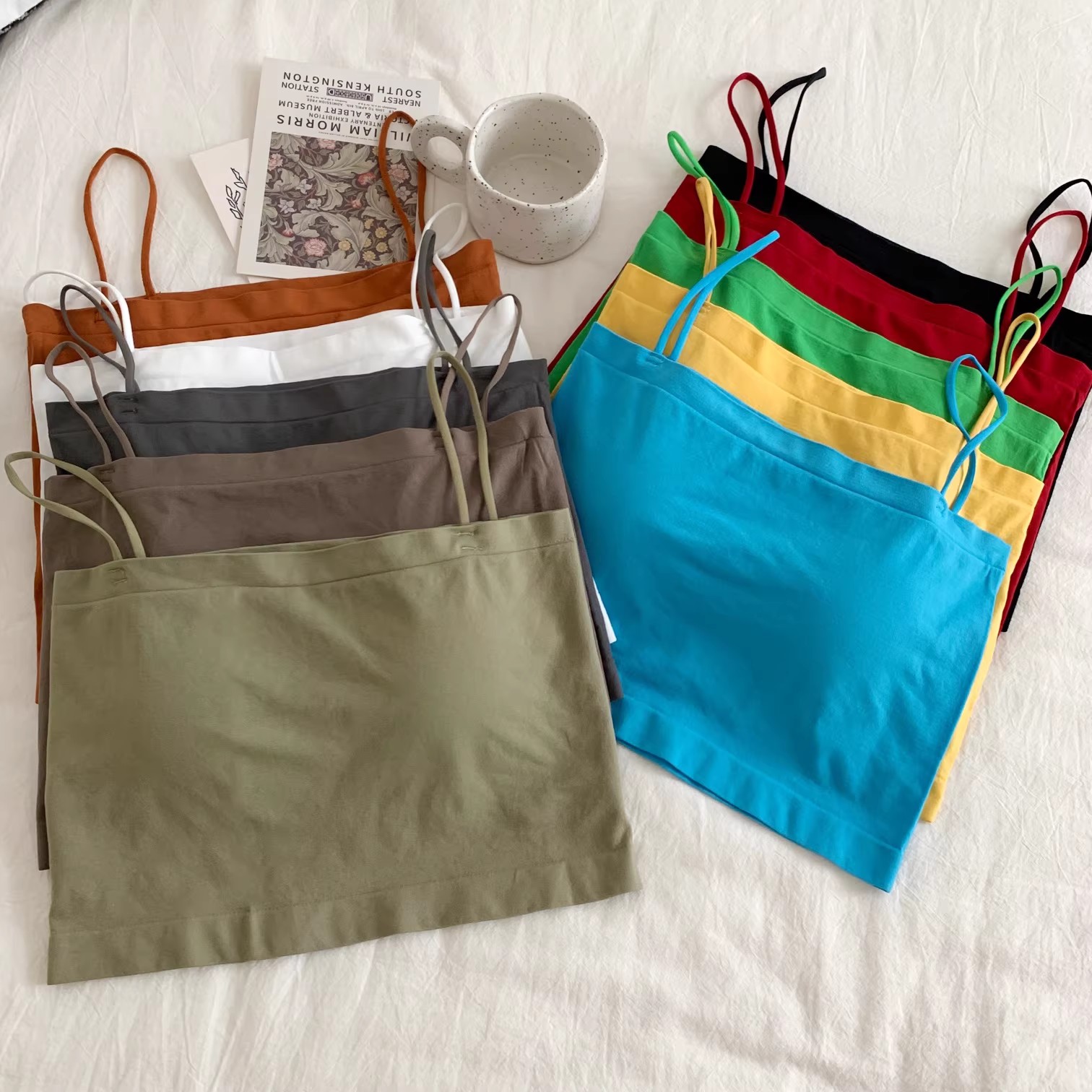 Colorful halter vest for women, summer, thin and versatile, slimming vest, base layer, loose vest top, student style pic 8