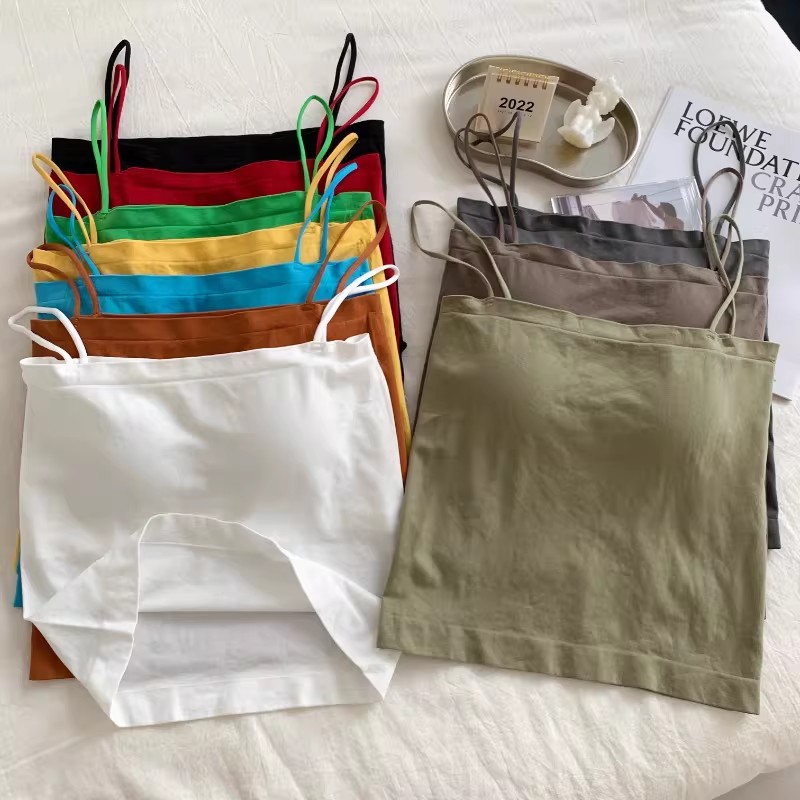 Colorful halter vest for women, summer, thin and versatile, slimming vest, base layer, loose vest top, student style details Picture