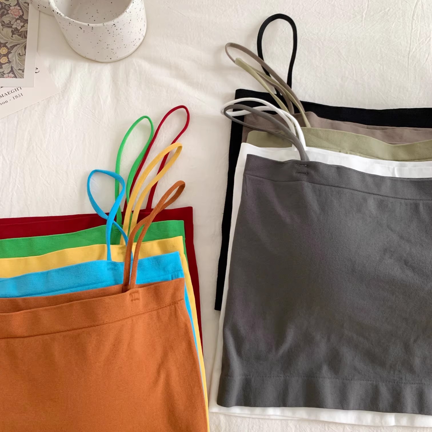 Colorful halter vest for women, summer, thin and versatile, slimming vest, base layer, loose vest top, student style pic 2