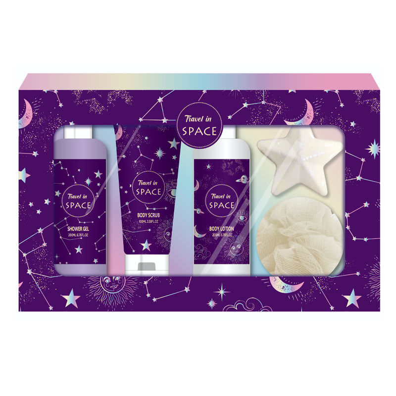 Dreamy Dreamy Orchid Purple Starry Sky Theme Gift Box set Body Lotion Body Scrub Body Wash Star Explosion Combination Set Gift Good Product Manufacturer Wholesale Price Body Care bath set