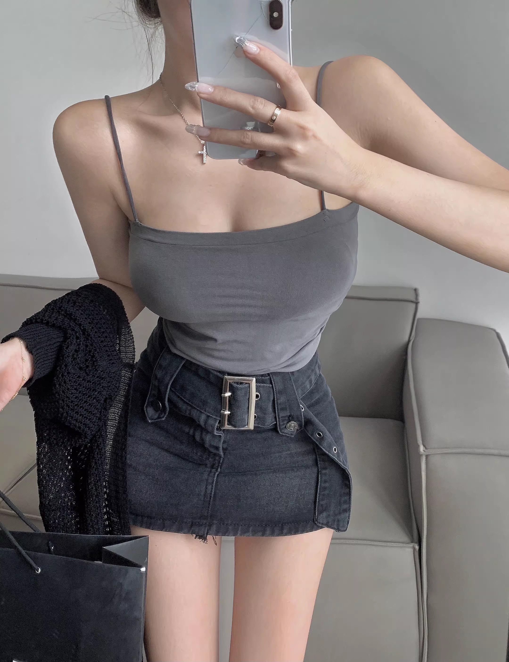 A summer hot girl with a beautiful back, halter top, off-the-shoulder bra and sleeveless strapless short top inside pic 10