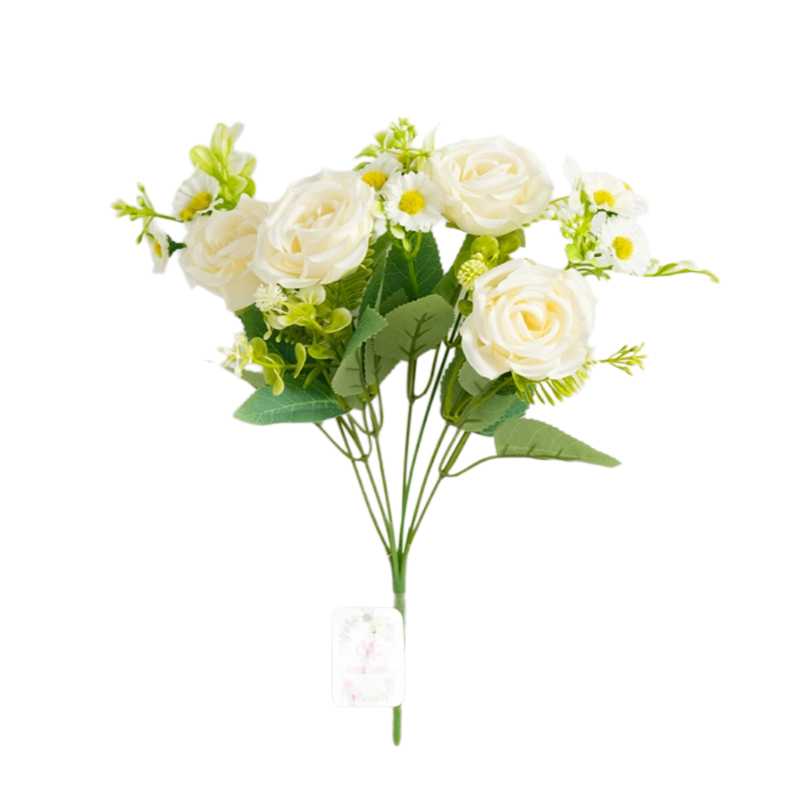 Imperial Concubine Rose artificial flower bouquet, 7-fork Imperial Concubine rose silk flower, wedding decoration, home table, hand bouquet Specification image