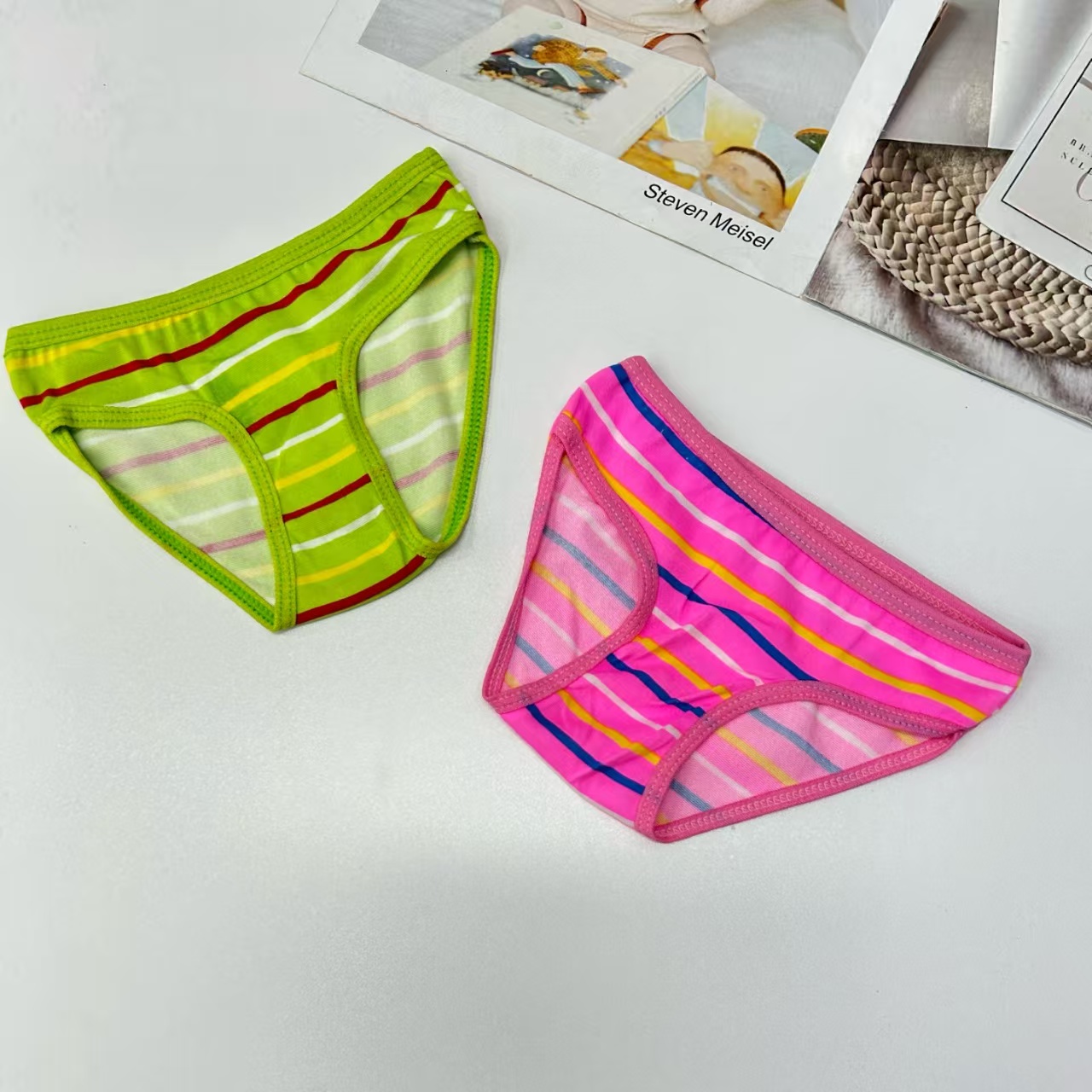 DD-8099# Children's underwear for export to the Middle East and Africa, striped color printed children's underwear, comfortable and breathable underwear for women, QNI details Picture