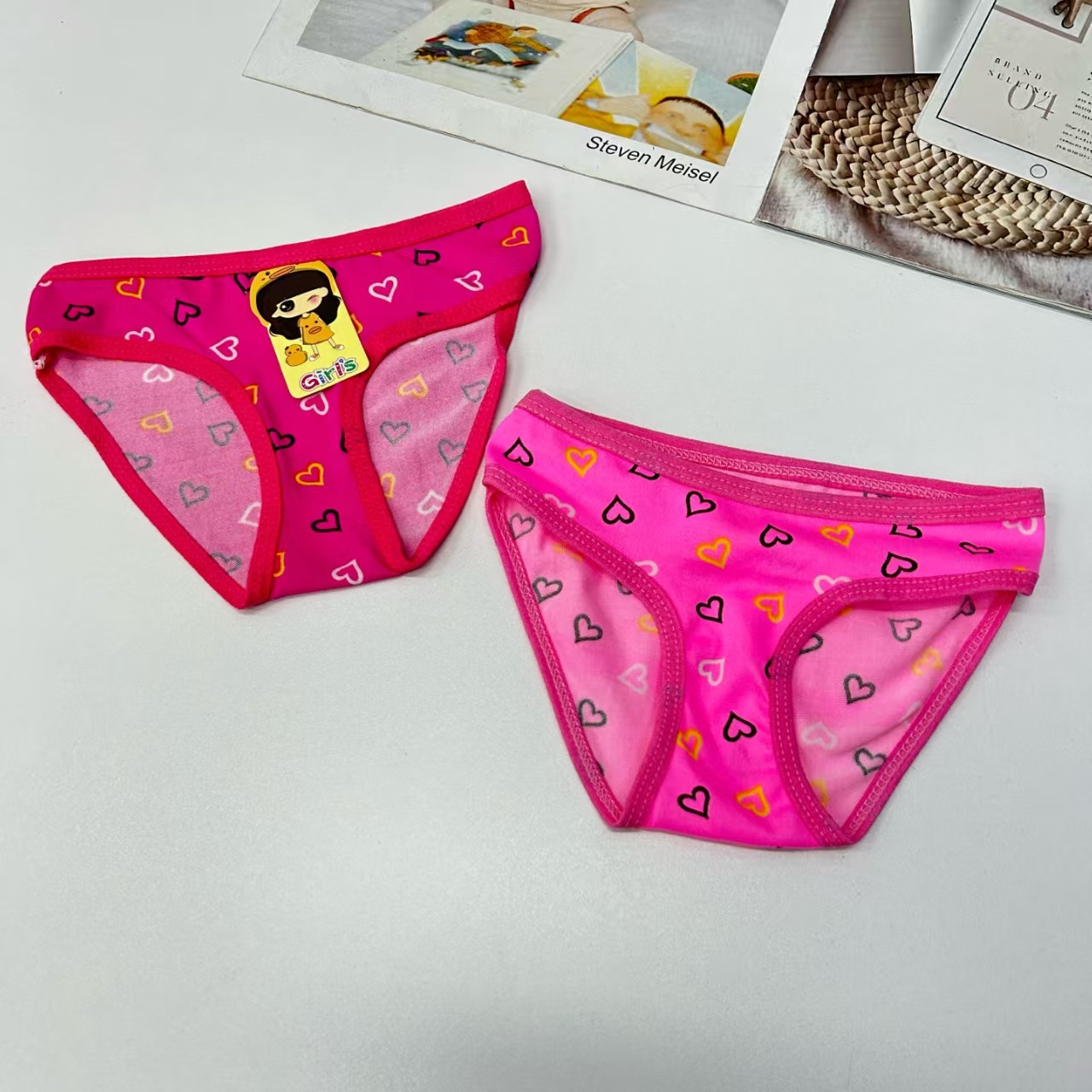 DD-8682# Export Middle East and Africa Children's Underwear with hollowed-out heart color printed Children's clothing, comfortable and breathable underwear for women, QNI details Picture