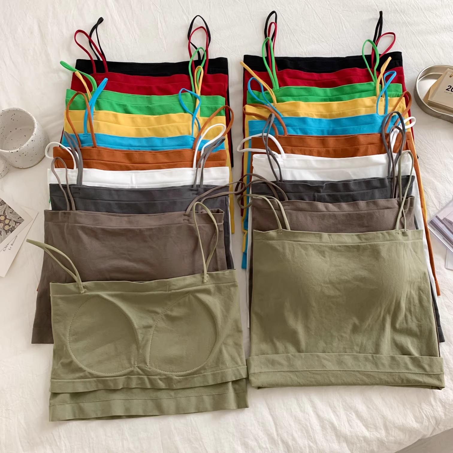 Colorful halter vest for women, summer, thin and versatile, slimming vest, base layer, loose vest top, student style Specification image