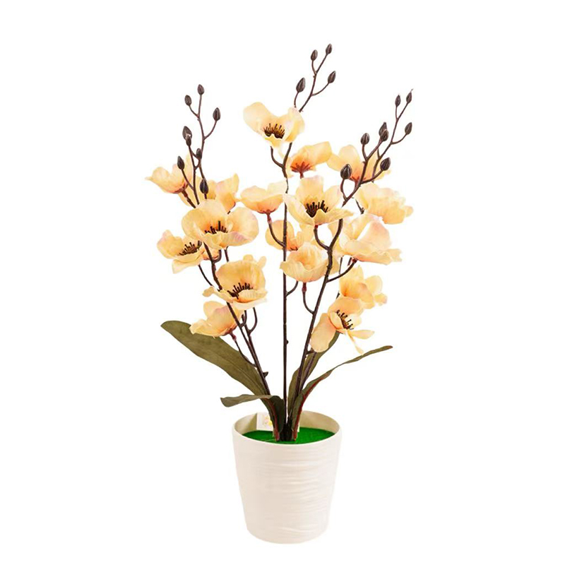 Plum blossom artificial flower potted plant decoration, artificial flower with flowerpot, wedding dress, hotel decoration, living room, bedroom, dining table small decoration detail image 5