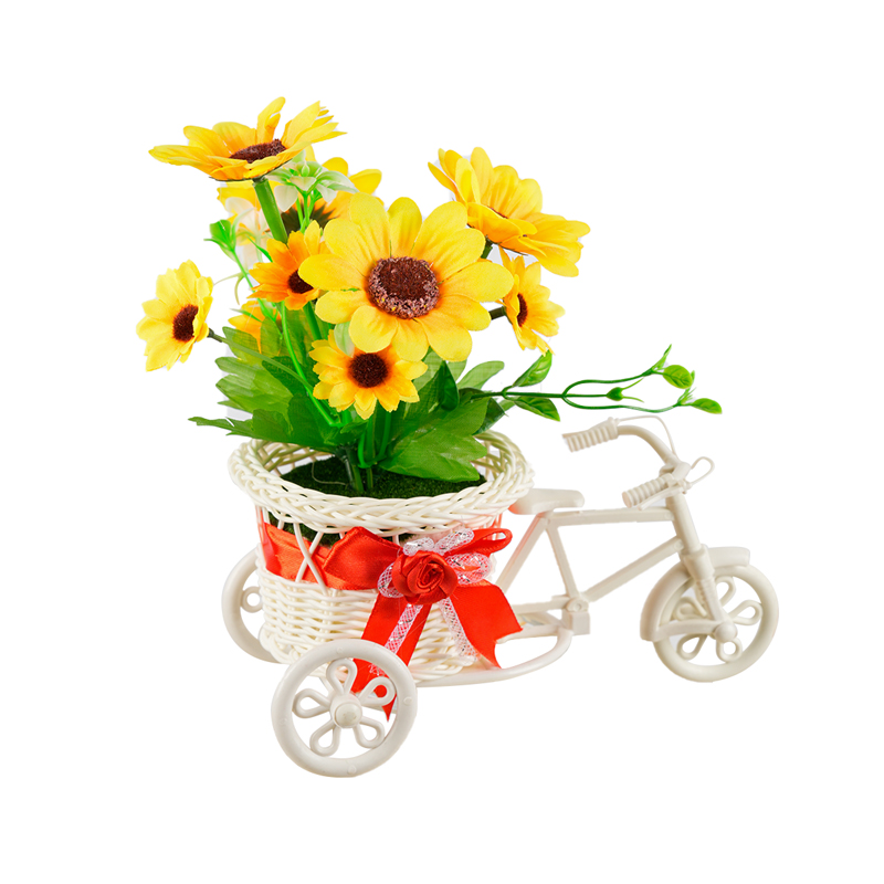 Triciclo girasoles simulaciones de flores falsas carrozas macetas dormitorio sala de estar macetas gabinete de vino mesa mesa de café arte floral decoración pendulo flores