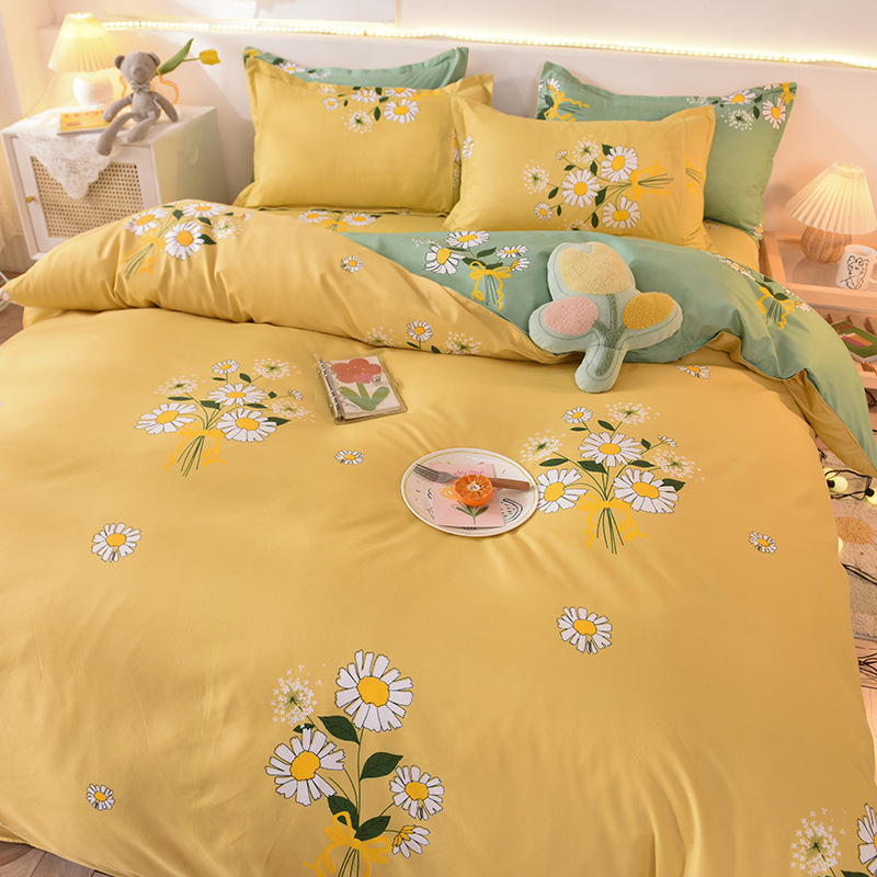 Wholesale four-piece sets of bedding, duvet covers, bed sheets, aloe vera cotton, running around, brushed four-piece sets, gifts, company benefits Application Scenario