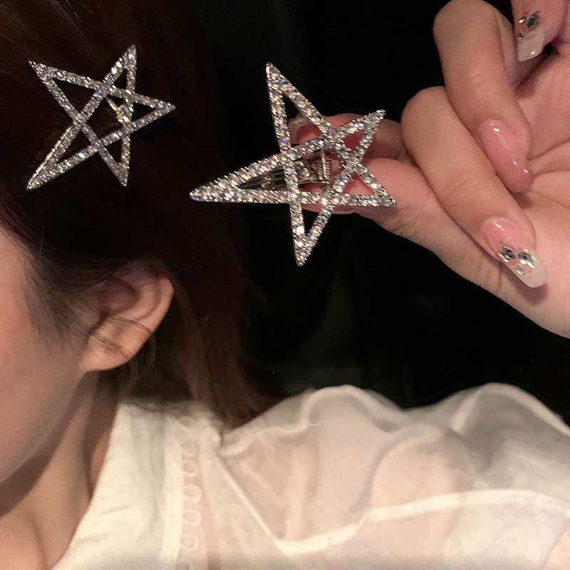 y2k辣妹甜酷风星星发夹镶钻轻奢设计感鸭嘴夹新款通勤发卡发饰女