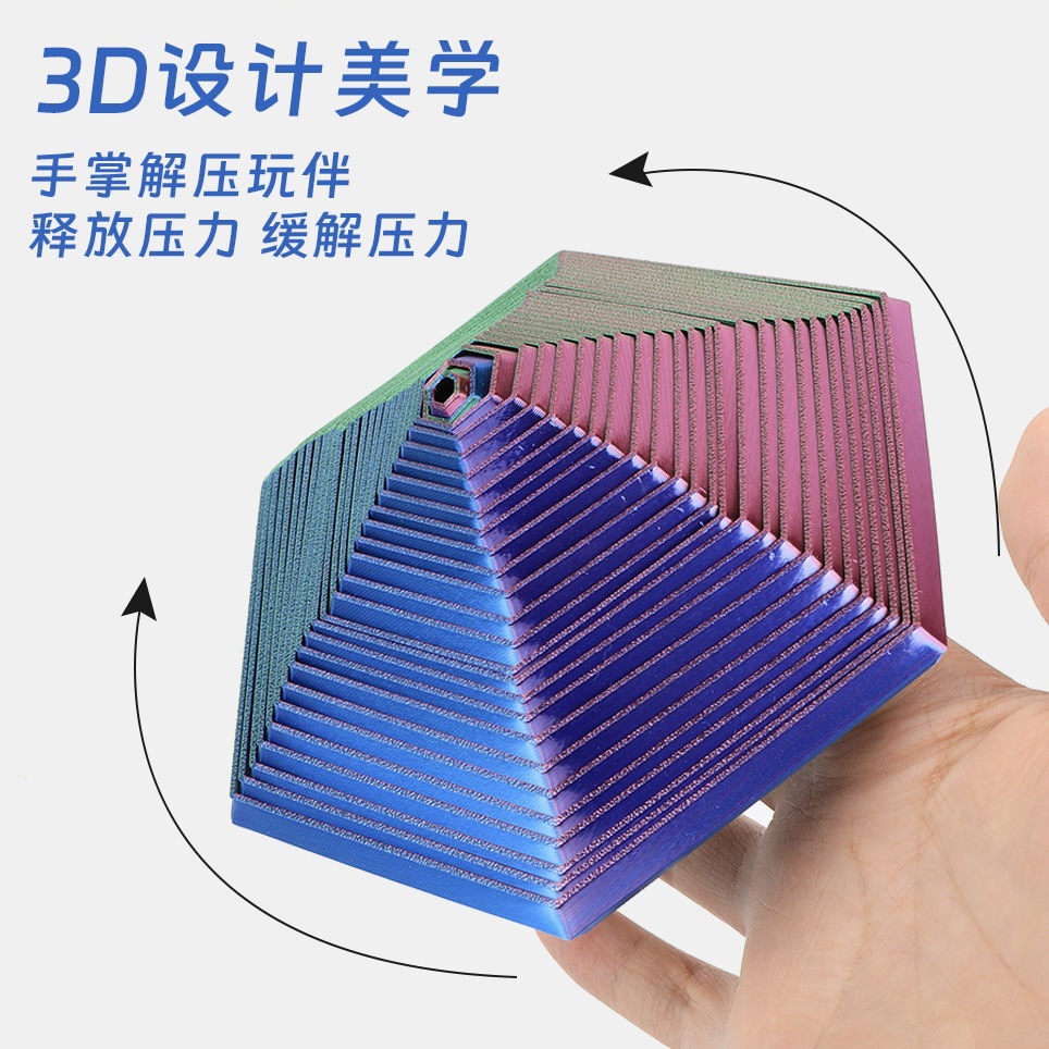 The cross-border 3D printed Fractal Fidget Hexagon toy is a stress-relieving gadget that can relieve irritability in hexagons Application Scenario