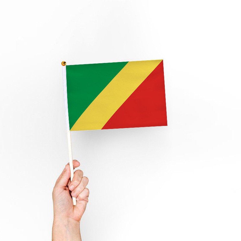 Factory direct sales wholesale price: No. 8, 14*21cm, Congo flag, hand-held flag, national flag of the Republic of the Congo, various specifications of flags from all over the world, custom-made flags pic 1