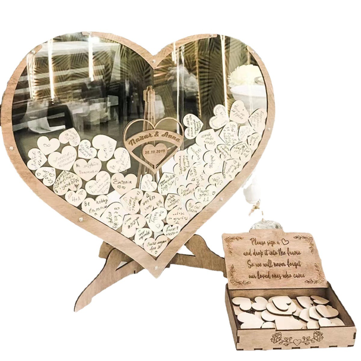 Cross-border wedding sign-in board, acrylic transparent message box, wedding love sign-in, graduation signature, photo album board Item Picture