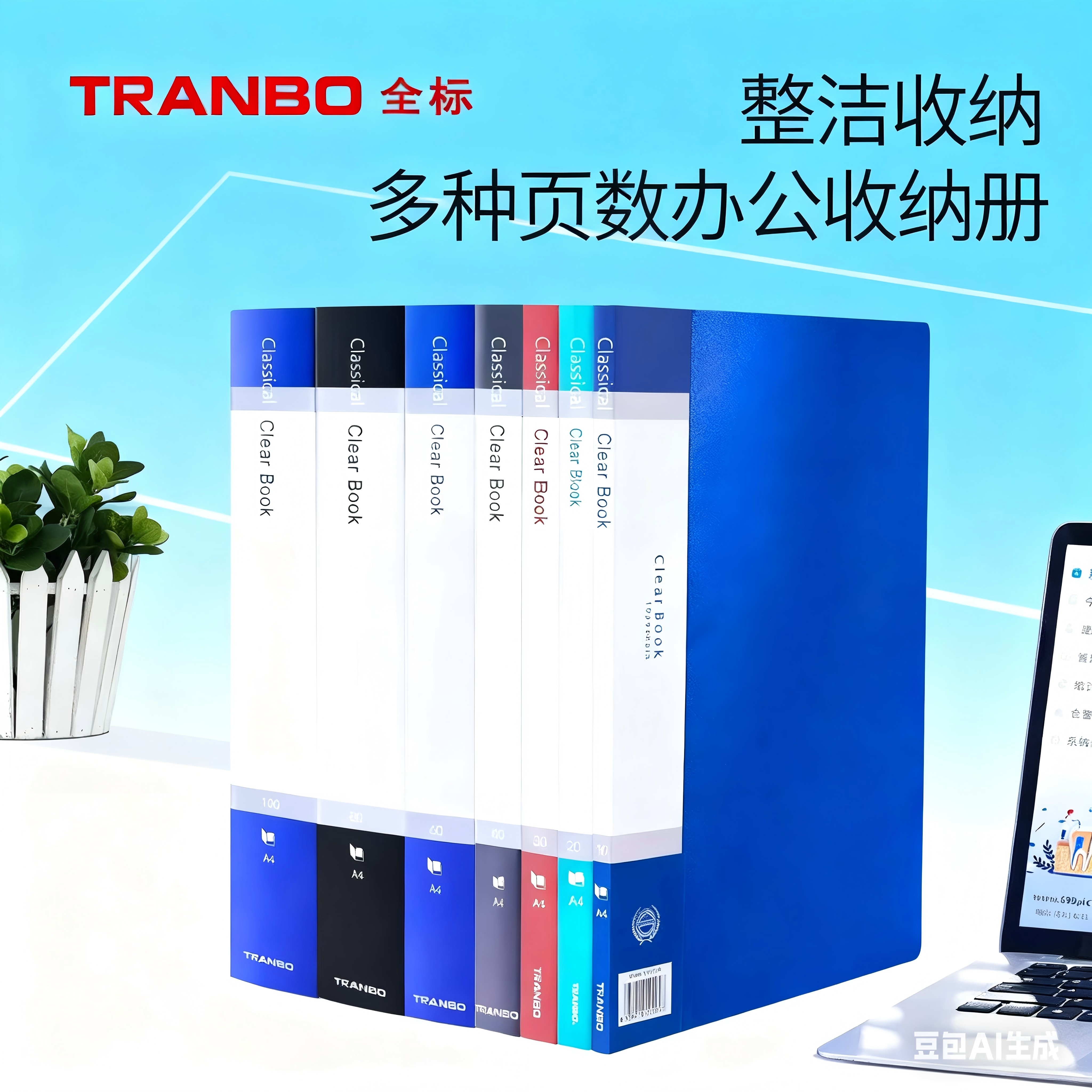 Full-standard TRANBO solid-color 30-page reference book and test paper bag storage