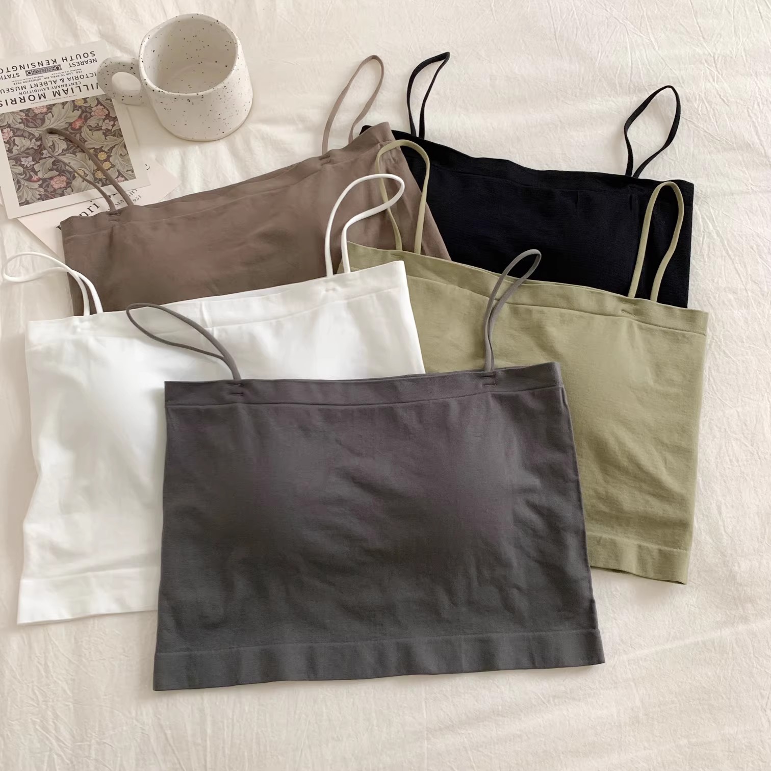 Colorful halter vest for women, summer, thin and versatile, slimming vest, base layer, loose vest top, student style pic 10