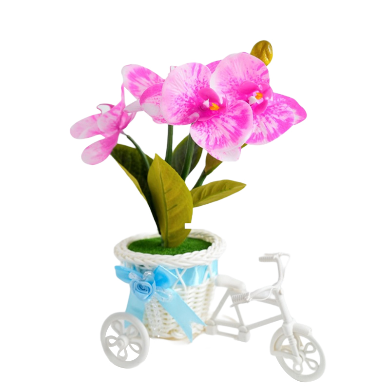Triciclo orquídeas phalaenopsis simulación de flores falsas carrozas macetas dormitorio sala de estar macetas gabinete de vino mesa mesa de café arte floral decoración pendulo flores detail image 2
