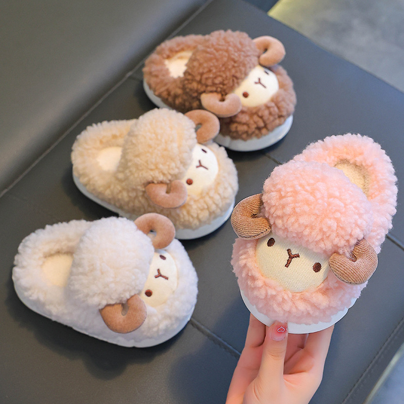 冬季儿童棉拖鞋男女童保暖加绒防滑中小童可爱宝宝居家毛毛棉拖鞋详情图4