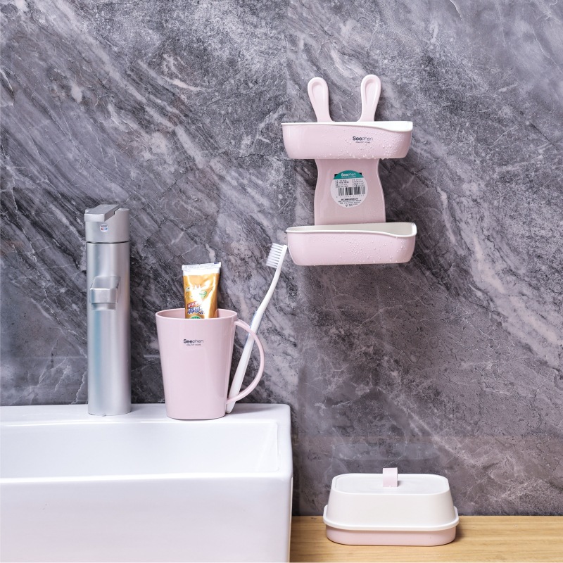 S81-SF-123 Home bathroom, light luxury children's washbasin rack without drilling, bathroom soap box Application Scenario