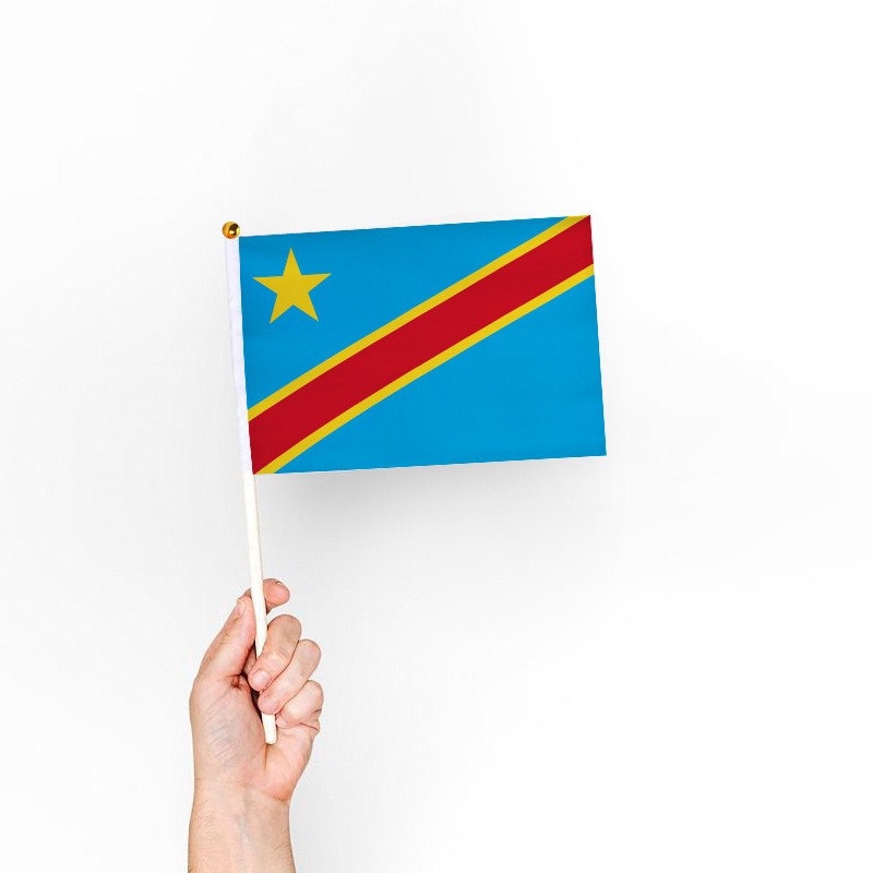 Factory direct sales wholesale price: No. 8, 14*21cm, Democratic Republic of the Congo hand-held flag. Custom-made flags of various specifications from all over the world pic 1